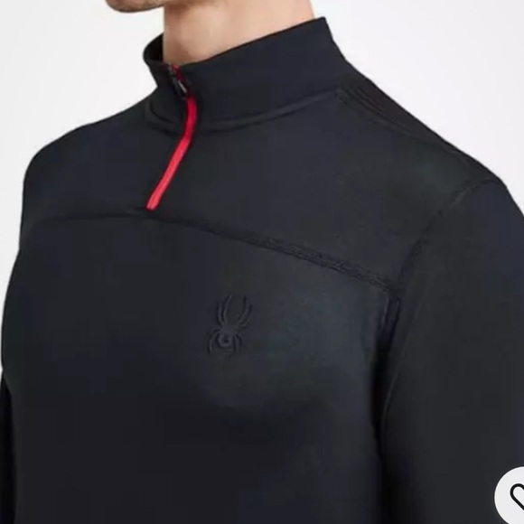 Spyder Active Men's  1/4 Zip Top Black Red Trim SPYDER On Back Size XL - Picture 1 of 11